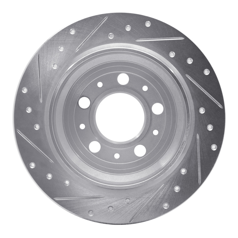 Volvo V70 Brake Rotor (1) - Rear Right - R1 Concepts - Drilled & Slotted - Silver - `99-`00
